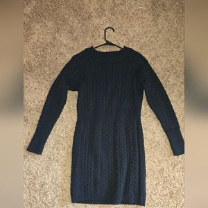Chic Black Cable Knit Long Sleeve Dress